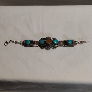Turquoise & Coral Bracelet